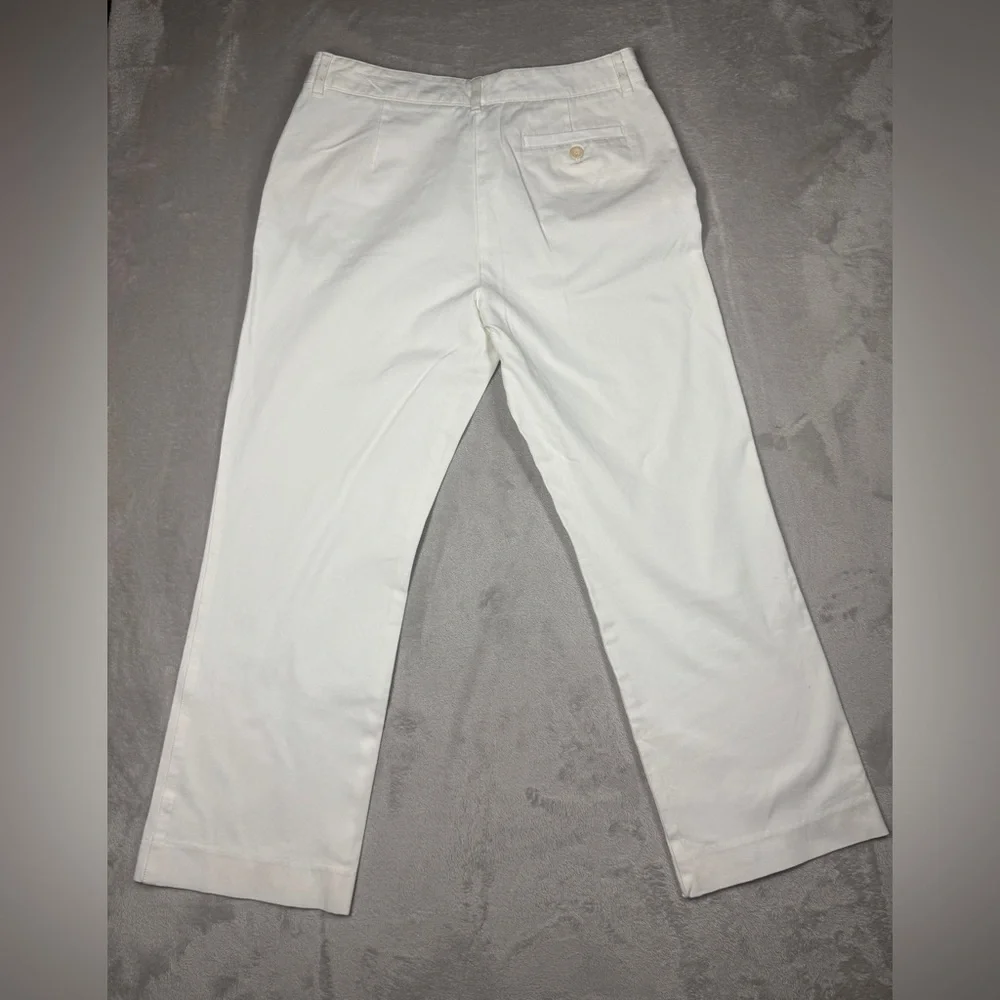 Vintage Lily Pulitzer White Cotton Blend Cropped Straight Leg Chino Pants Size 4